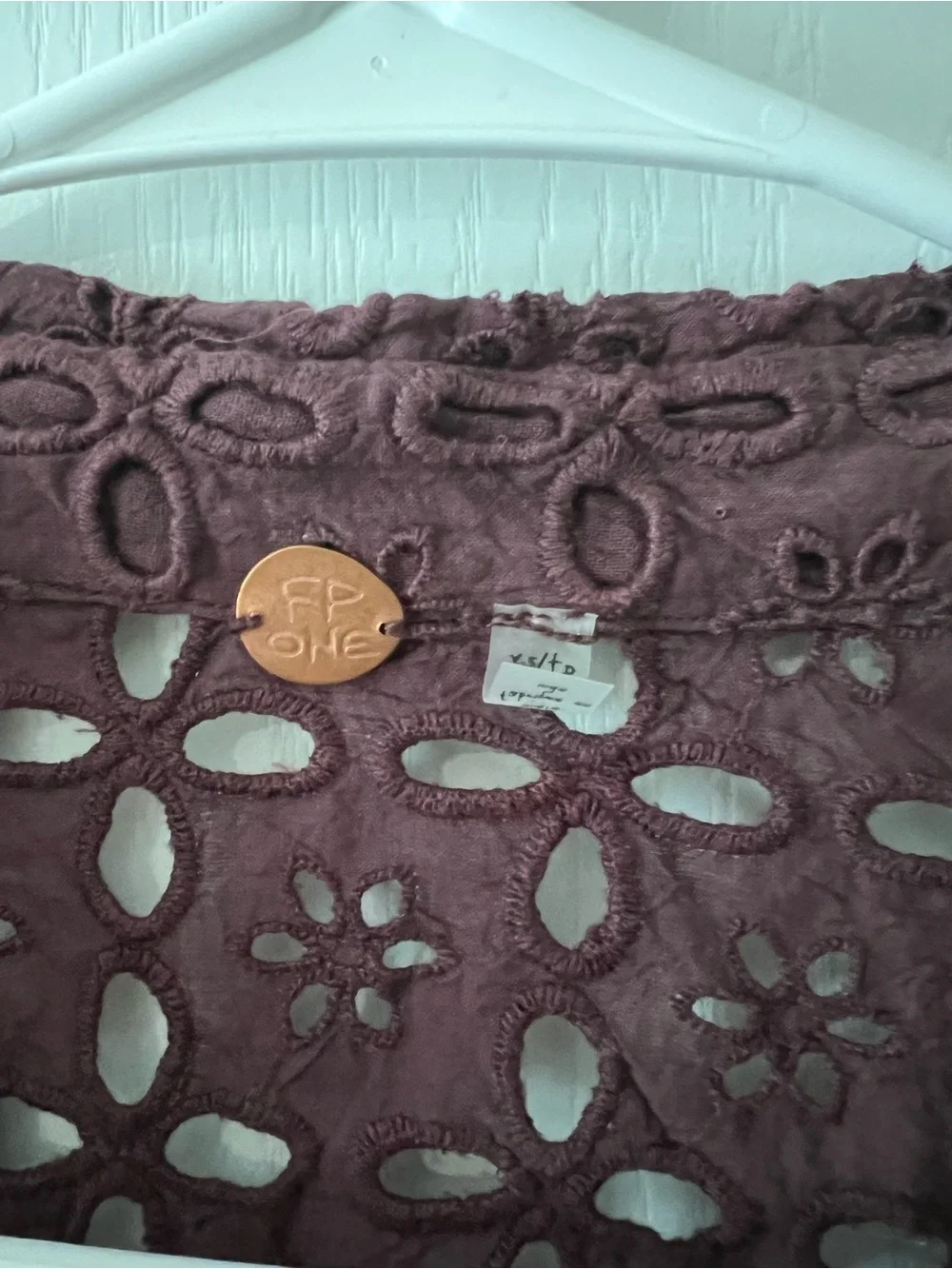 Free People Women's Crochet Lace Button-Up Shirt - Plum